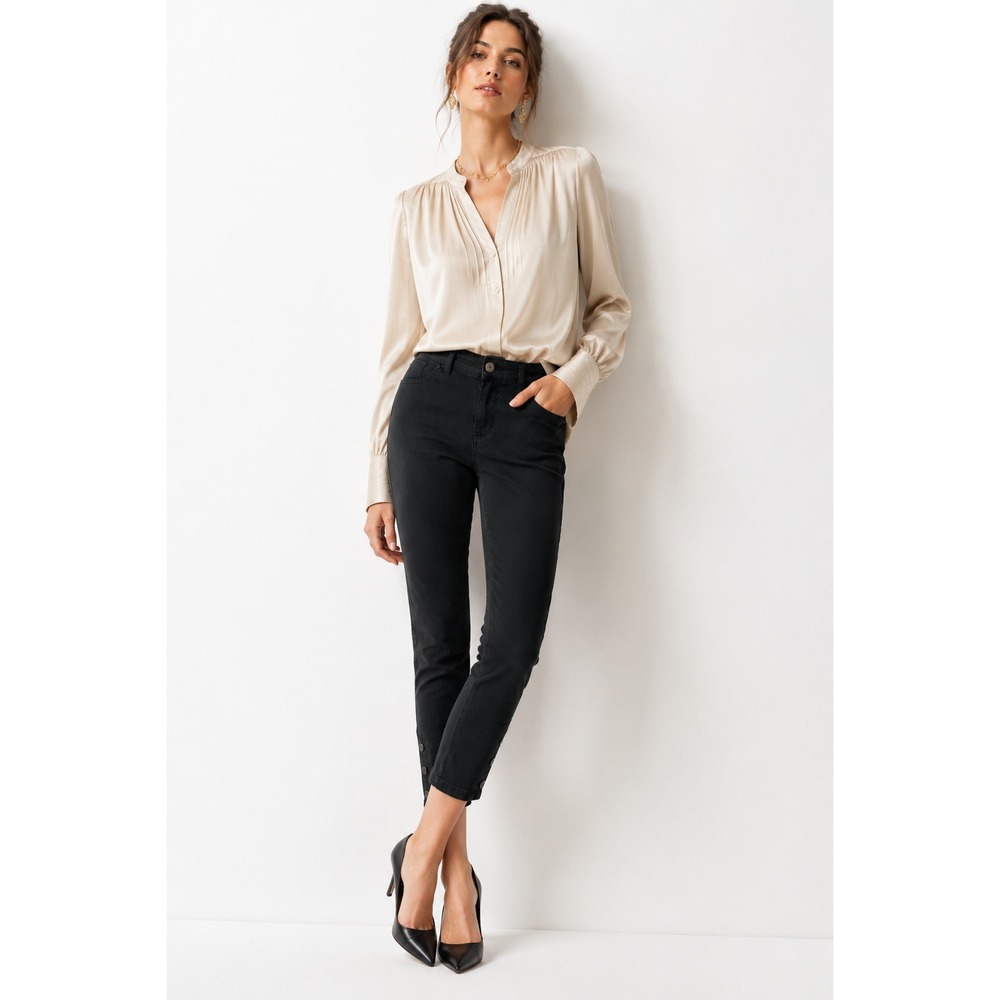 Anthropologie Pilcro and the Letterpress Black Button Cuff Skinny Pants 27P NWT